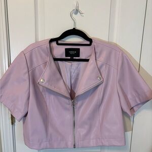 Torrid Lavendar Cropped Moto Jacket Faux Leather Plus Size 2
